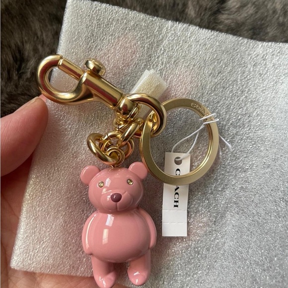 Coach Accessories - Coach Pink Bear Bag Charm with Gold Hardware